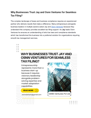 Why Businesses Trust Jay and Osnn Ventures for Seamless Tax Filing