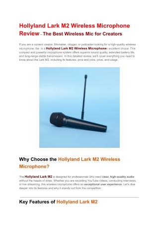 Hollyland Lark M2 Wireless Microphone Review – The Best Wireless Mic for Creator