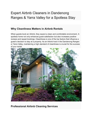 Dandenong Ranges Accommodation Management