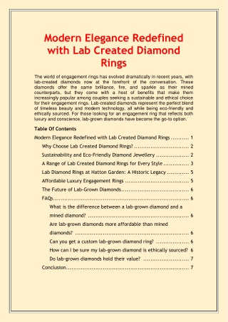 Modern Elegance Redefined with Lab Created Diamond
