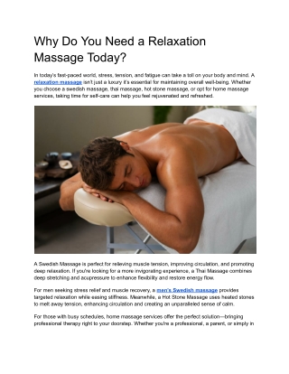 Why You Deserve a Relaxing Massage Today