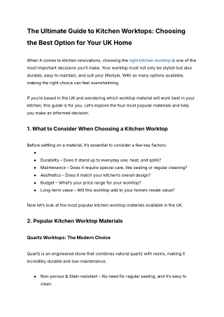 The Ultimate Guide to Kitchen Worktops_ Choosing the Best Option for Your UK Home