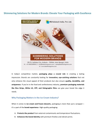 Shimmering Solutions for Modern Brands Elevate Your Packaging with Excellence