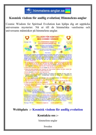 Kosmisk visdom för andlig evolution  Himmelens-anglar