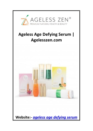 Ageless Age Defying Serum  Agelesszen.com