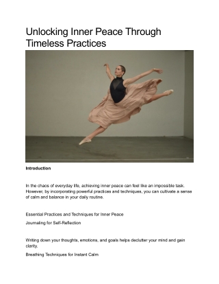 Unlocking Inner Peace Through Timeless Practices