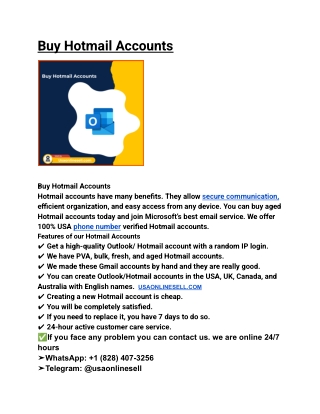 Buy Hotmail Accounts  Personal & Business in 2025