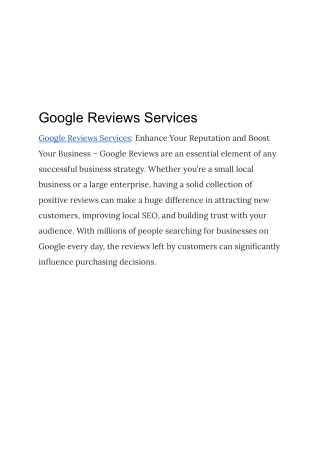 Google Reviews Services