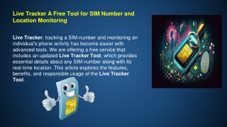 Live Tracker A Free Tool for SIM Number