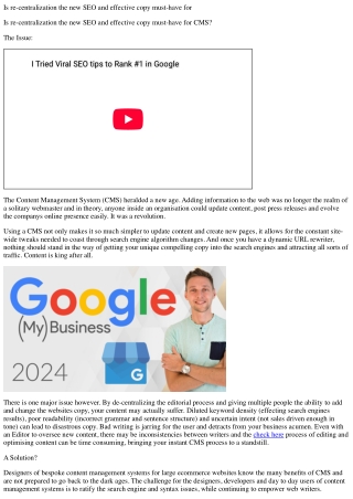 Is re centralization the new seo and effective copy must have for