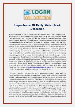 Importance Of Early Water Leak Detection