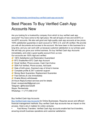 Best Places To Buy Verified Cash App Accounts New