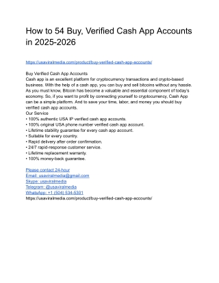 How to 54 Buy, Verified Cash App Accounts in 2025-2026
