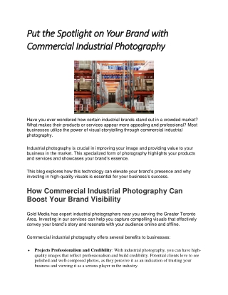 Put the Spotlight on Your Brand with Commercial Industrial Photography