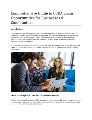 USDA Loans: A Pathway to Rural Business Success