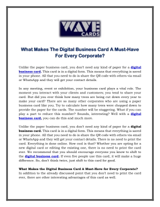 What Makes The Digital Business Card A Must-Have For Every Corporate