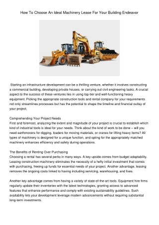 HowToChooseAnIdealMachineryLeaseForYourBuildingEndeavor