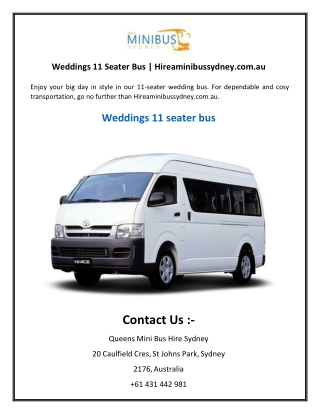 Weddings 11 Seater Bus  Hireaminibussydney.com.au