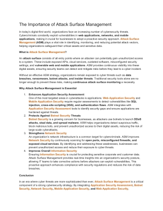 The Importance of Attack Surface Management