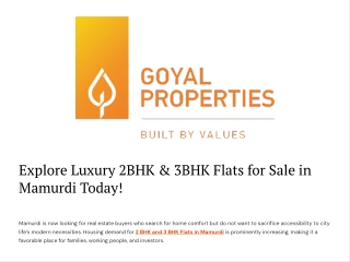 Explore Luxury 2BHK & 3BHK Flats for Sale in Mamurdi Today! | Goyal Properties