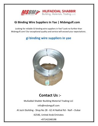 Gi Binding Wire Suppliers In Yae  Msbmgulf.com