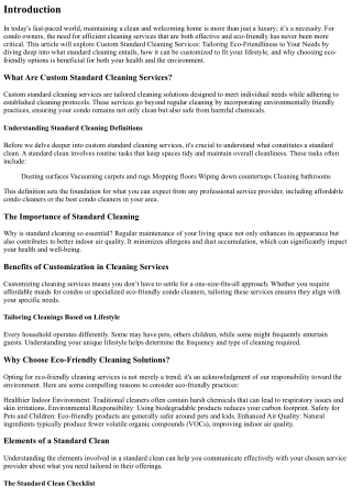 Custom Standard Cleaning Services: Tailoring Eco-Friendliness to Your Needs