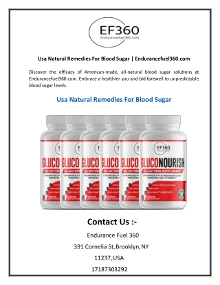 Usa Natural Remedies For Blood Sugar  Endurancefuel360.com