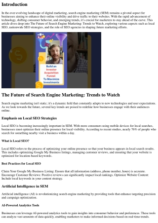 The Future of Search Engine Marketing: Trends to Watch