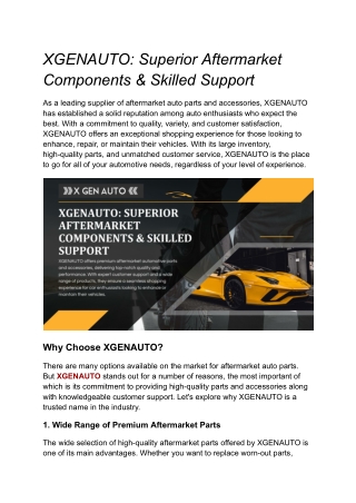 XGENAUTO Premium Car Parts Backed by Great Reviews