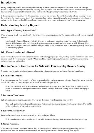How to Prepare Your Items for Sale with Fine Jewelry Buyers Nearby