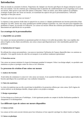 Pourquoi opter pour une caisse sur mesure ?