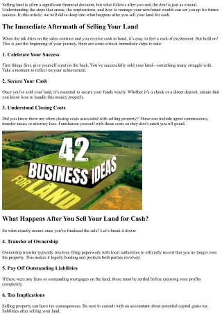 “What Happens After You Sell Your Land for Cash?”