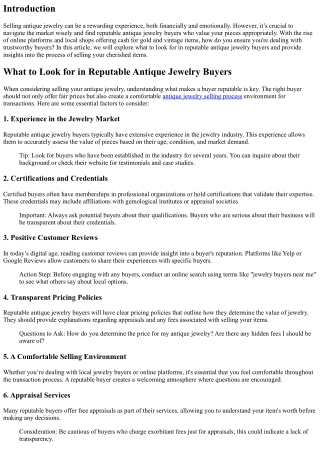 What to Look for in Reputable Antique Jewelry Buyers
