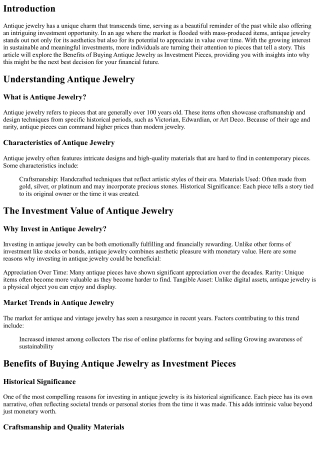 Benefits of Buying Antique Jewelry as Investment Pieces