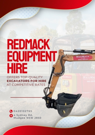 RedMack Equipment Hire Offers Top-Quality Excavators for Hire at Competitive Rates