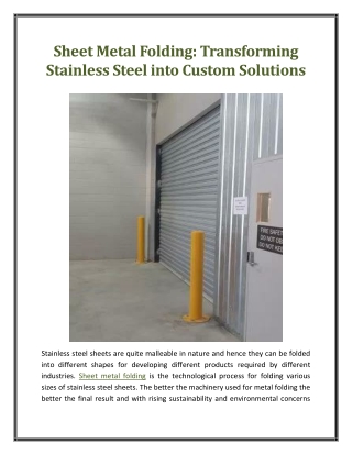 Sheet Metal Folding Transforming Stainless Steel into Custom Solutions