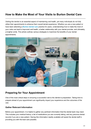 How to Make the Most of Your Visits to Burton Dental Care