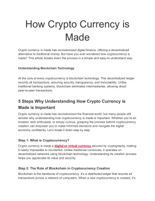 How Crypto Currency is Made - How Does It Work?