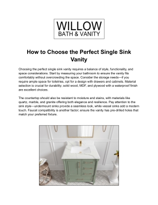 How to Choose the Perfect Single Sink Vanity