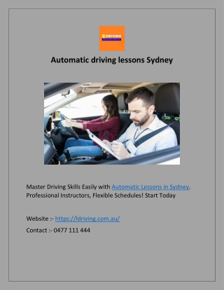 Driving lesson Sydney | L Driving