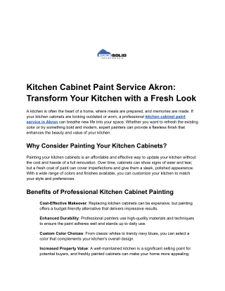 Transform Your Kitchen with Expert Kitchen Cabinet Paint Service in Akron for a