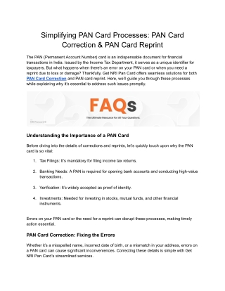 NRI PAN Card Online - Simplified Application Process