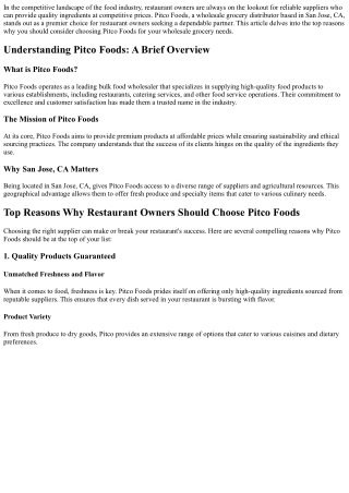 Top Reasons Why Restaurant Owners Should Choose Pitco Foods