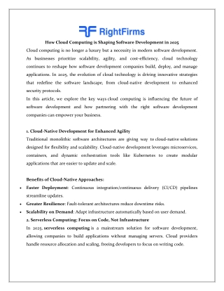 How Cloud Computing is Shaping Software Development in 2025