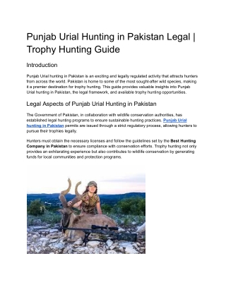 Punjab Urial Hunting in Pakistan Legal _ Trophy Hunting Guide