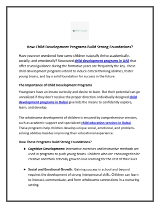 How Child Development Programs Build Strong Foundation