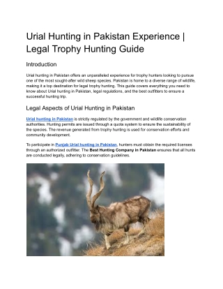 Urial Hunting in Pakistan Experience _ Legal Trophy Hunting Guide