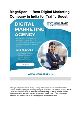 MegaSpark – Best Digital Marketing Company in India for Traffic Boost.