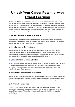 Unlock Your Career Potential with Expert Learning