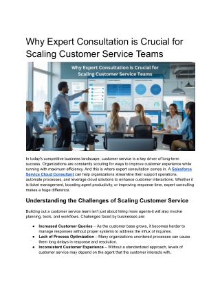 Why Expert Consultation is Crucial for Scaling Customer Service Teams